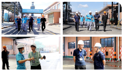 　國瓷材料公司領導一行深入生產現場，詳細了解了公司生產工藝流程、生產現場管理等。隨后，在辦公樓三樓會議室，組織召開了交流會，觀看了集團宣傳片，聽取了公司發展規劃，并重點圍繞安全環保管理、精益生產管理、炭黑應用及綠色智造發展等展開了深入探討。
