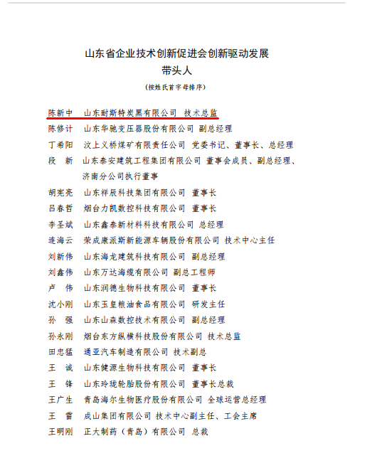 耐斯特炭黑公司榮獲省企業技術創新多項獎項
