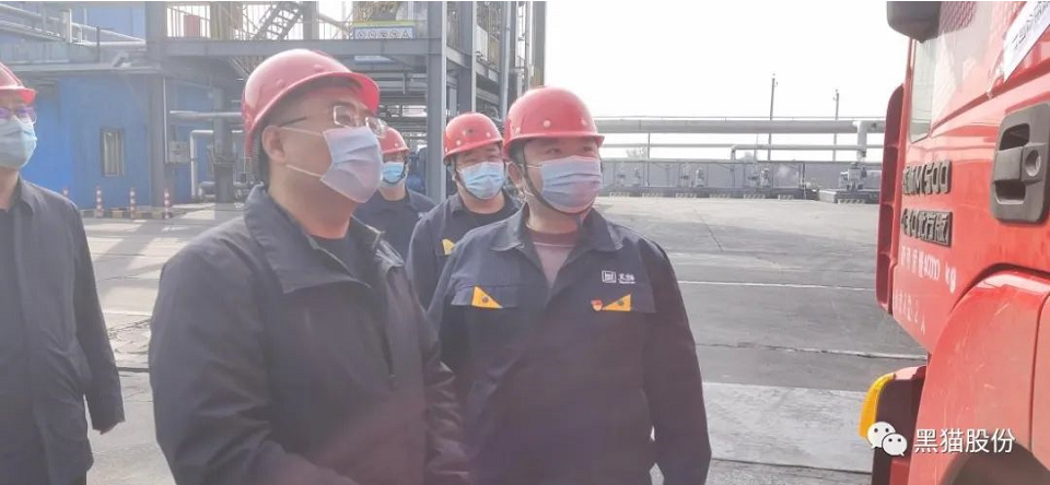 　太原黑貓向調研組一行詳細介紹企業基本情況、安全生產及疫情防控工作。調研組詳細聽取了匯報內容后，深入現場進行實地查看，對物流車輛出入廠的疫情管控詳細詢問，并強調要壓實壓緊安全生產責任，嚴格執行閉環管理，筑牢“外防輸入”的第一道防線。