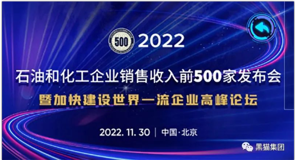 黑貓股份榮登2022年石油和化工企業(yè)銷售收入前五百榜單 黑貓股份榮登2022年石油和化工企業(yè)銷售收入前五百榜單