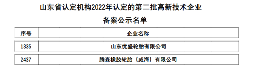 最新:六家輪胎入選高新企業(yè)! 最新:六家輪胎入選高新企業(yè)!