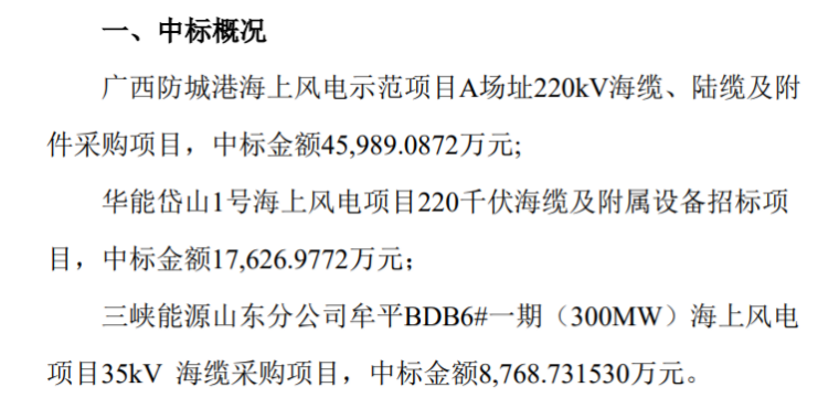 東方電纜成功中標(biāo)多個(gè)海上風(fēng)電項(xiàng)目，市場(chǎng)地位再度鞏固