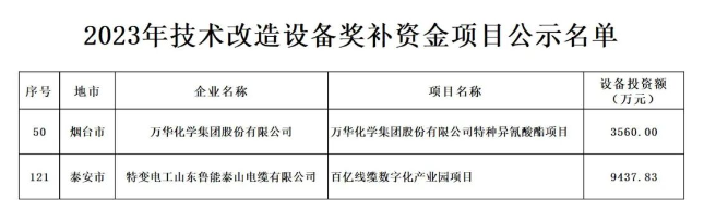 根據(jù)山東省政府《關于印發(fā)2023年“穩(wěn)中向好、進中提質”政策清單(第一批)的通知》(魯政發(fā)〔2022〕18號)以及《關于組織申報2023年技術改造設備獎補資金項目的通知》(魯工信規(guī)〔2023〕109號)的要求，山東省工業(yè)和信息化廳積極組織并展開了2023年技術改造設備獎補資金項目評審工作。在經歷了企業(yè)申報、各市推薦、財務審核、專家評審、部門核查等多個環(huán)節(jié)后，最終擬定了包含216個項目的2023年技術改造設備獎補資金項目名單。