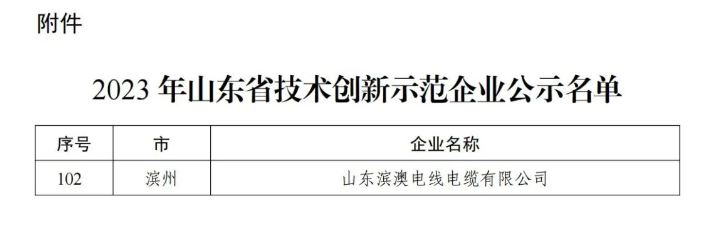 據(jù)悉，山東濱澳電線電纜有限公司先后獲得國家級高新技術企業(yè)、山東省企業(yè)技術中心、省級專精特新中小企業(yè)、濱州市科技型中小企業(yè)等多項榮譽，并擁有十余項專利成果。公司目前擁有超過120名員工，其中有20余名從事研發(fā)技術工作。其全國工業(yè)產(chǎn)品生產(chǎn)許可證證書以及強大的技術創(chuàng)新能力、健全的質(zhì)量保障體系和科學的管理模式為企業(yè)不斷壯大提供了持續(xù)動力。