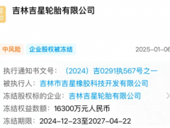 輪胎公司1.63億股權被凍結